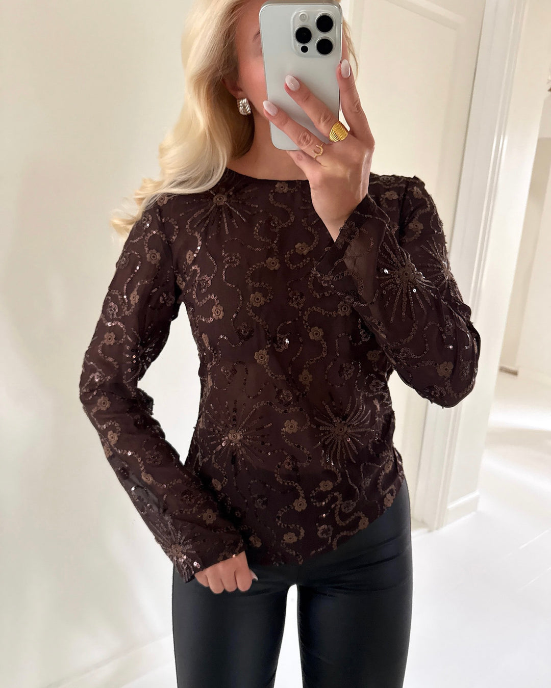 Only bluse bolton ls bead coffee bean beads