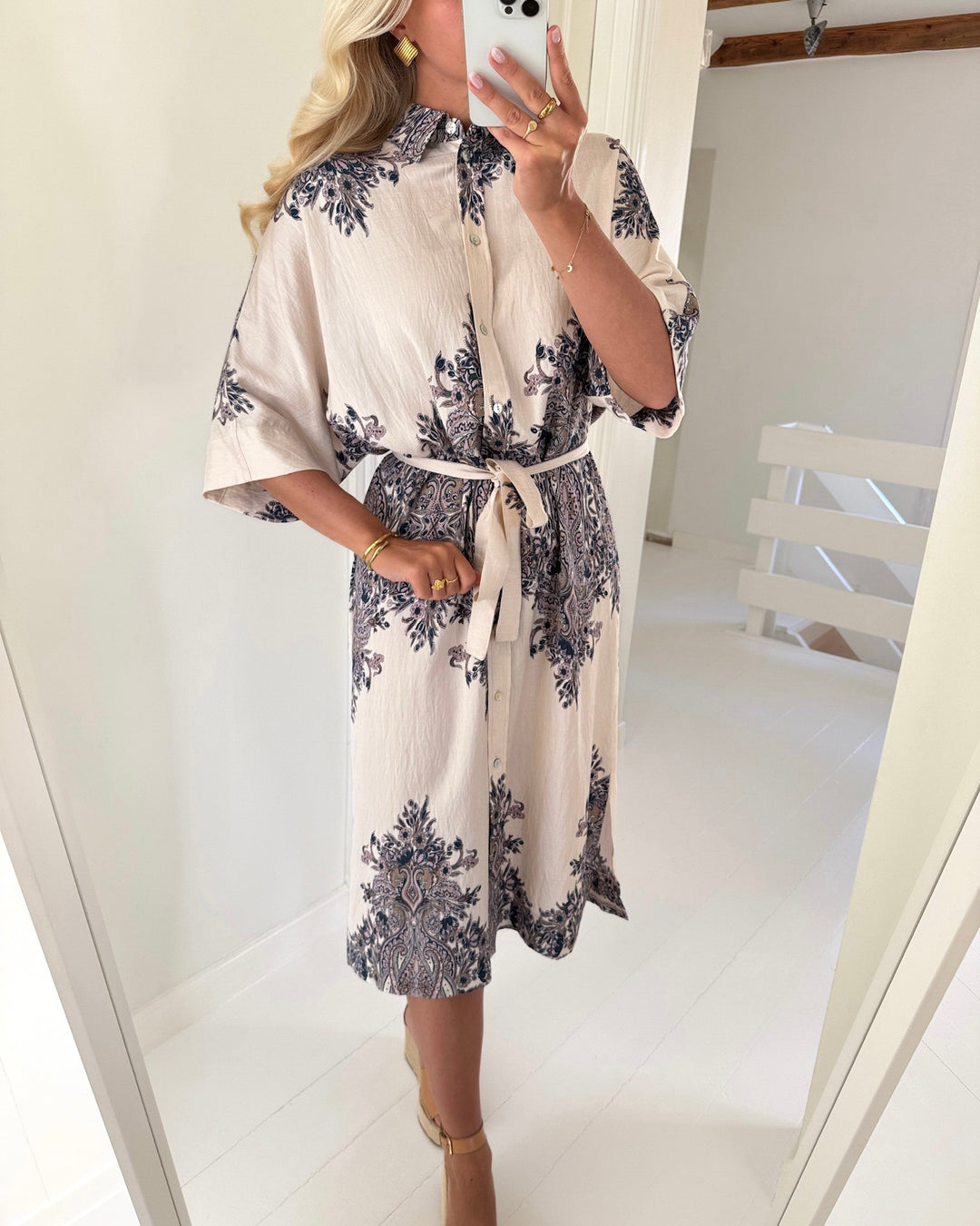 Love&Divine skjortekjole love1554 champagne paisley