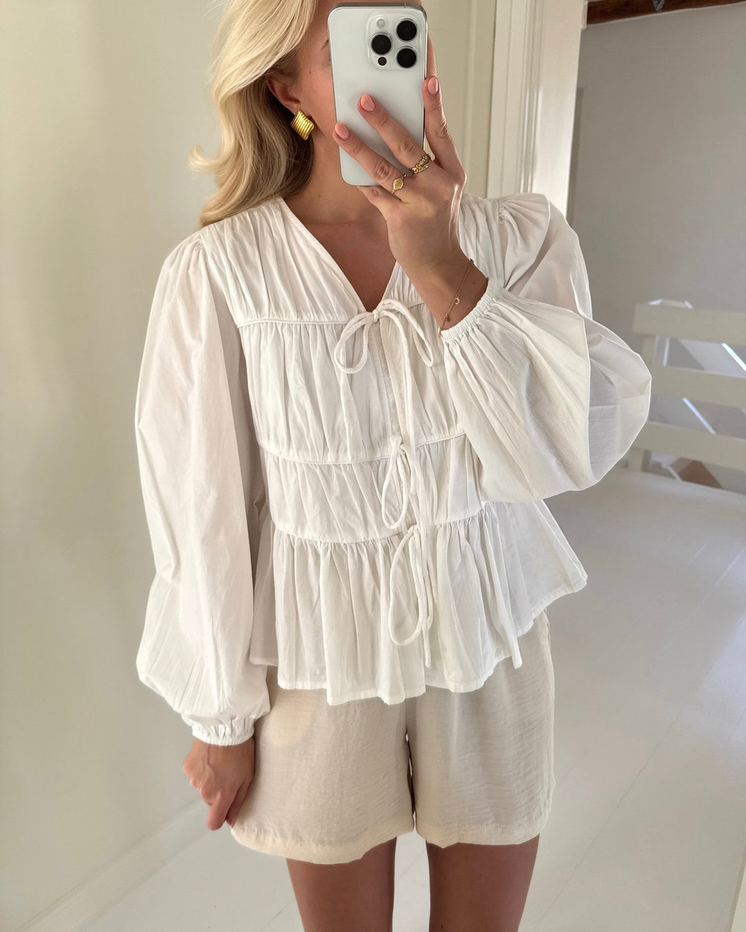 Y.A.S bluse ebba ls star white