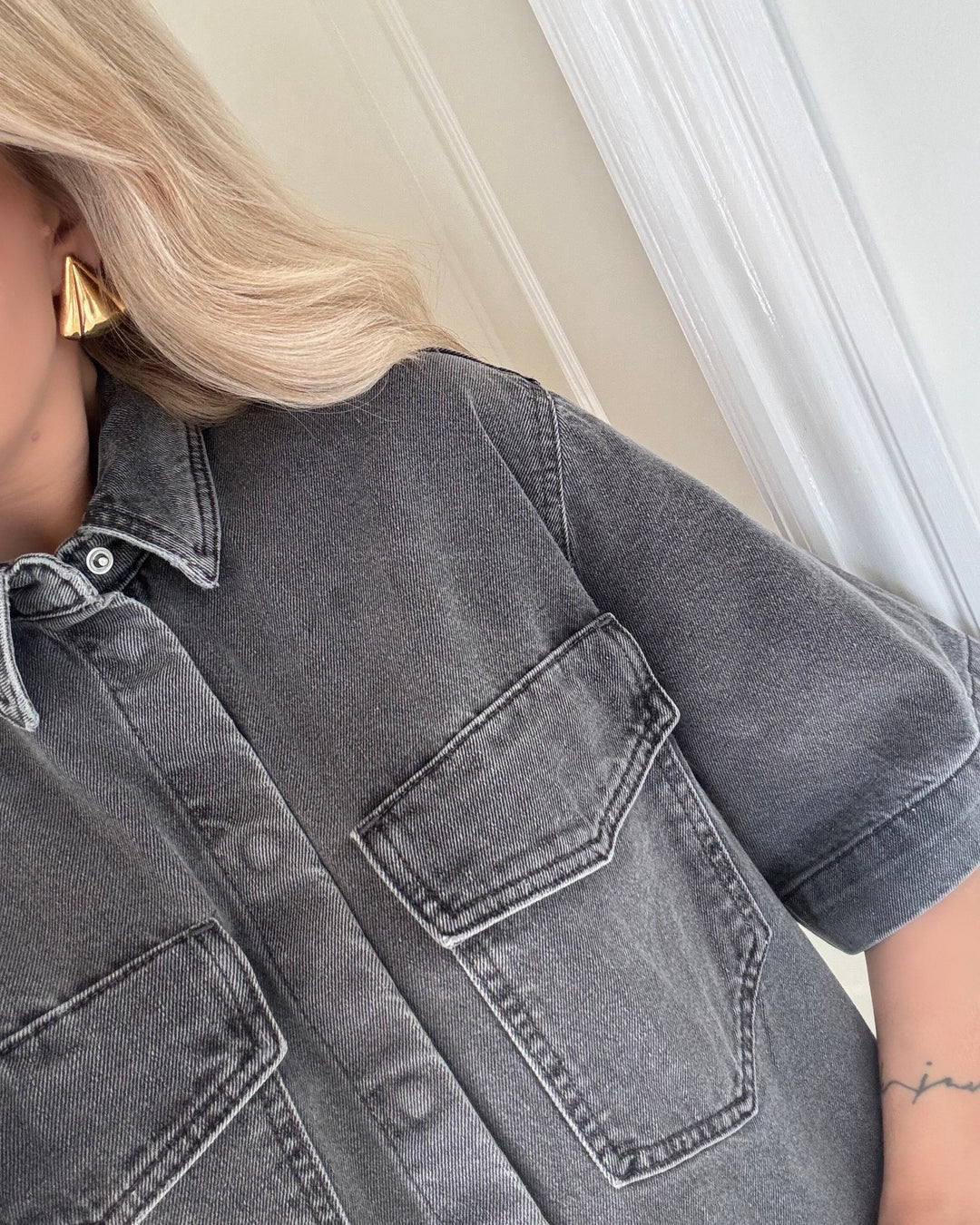 Only kjole sophie ss oversize medium grey denim