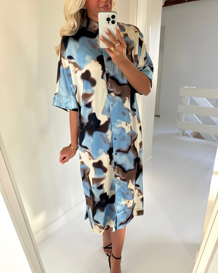 Love&Divine skjortekjole love1397 blue waterprint