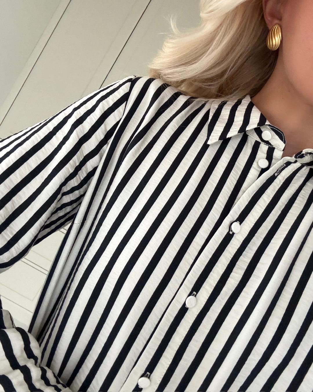 Y.A.S skjortekjole kaya ls long shirt birch/black stripe