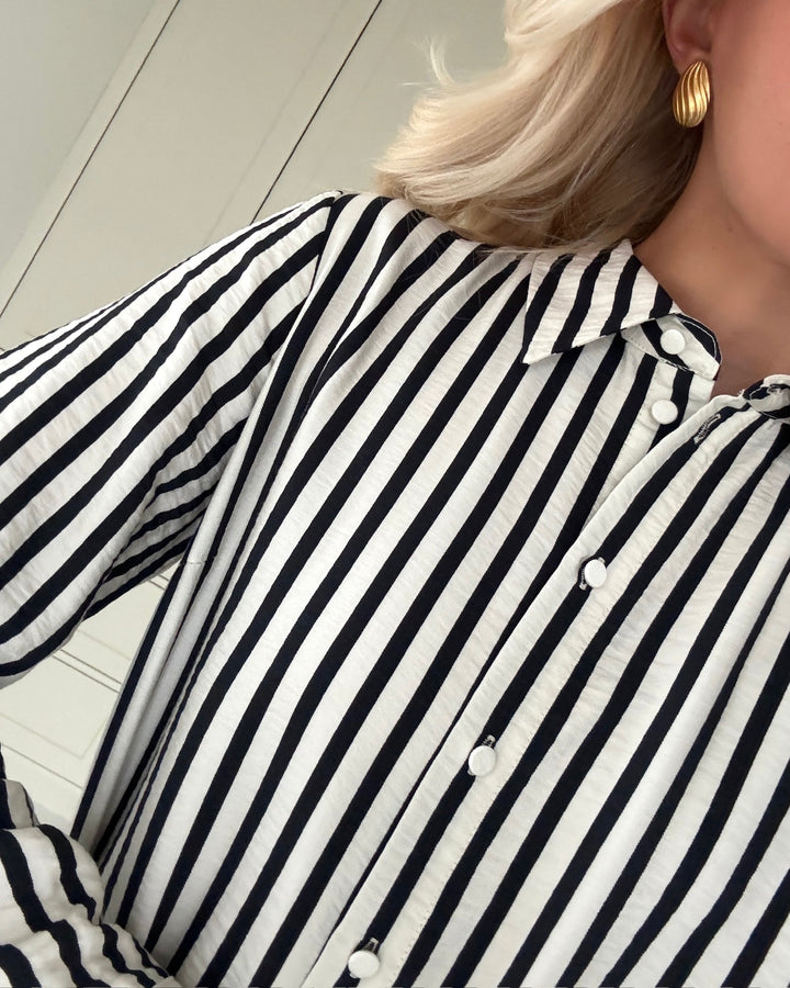 Y.A.S skjortekjole kaya ls long shirt birch/black stripe