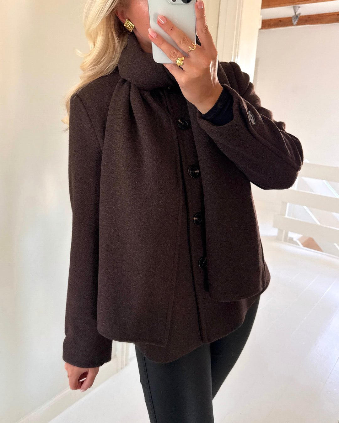 Vero Moda jakke unalaura wool blend chocolate torte melange