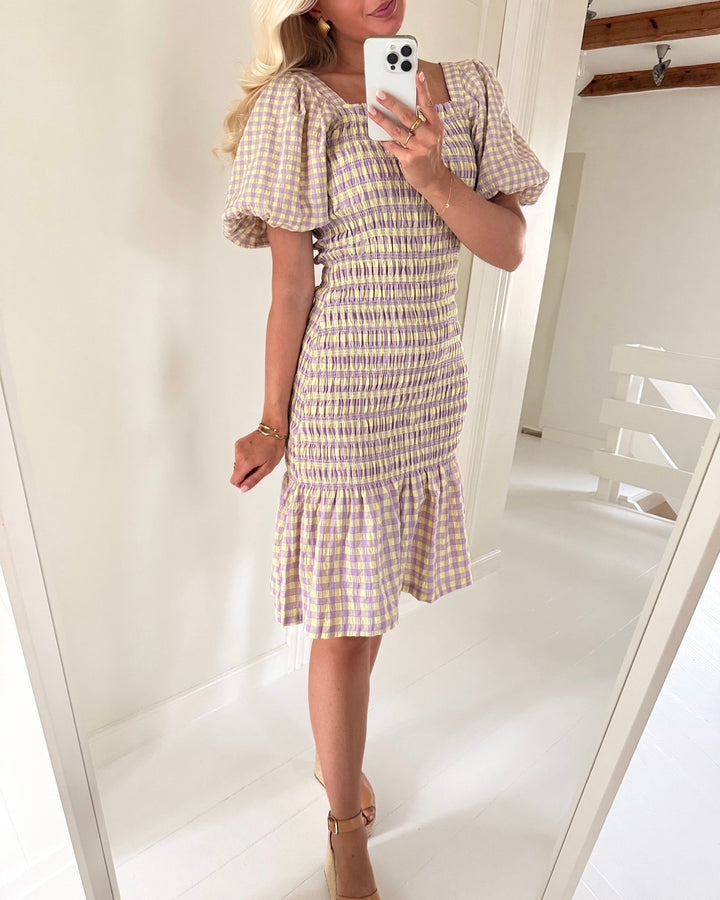 A-View kjole rikka check midi purple