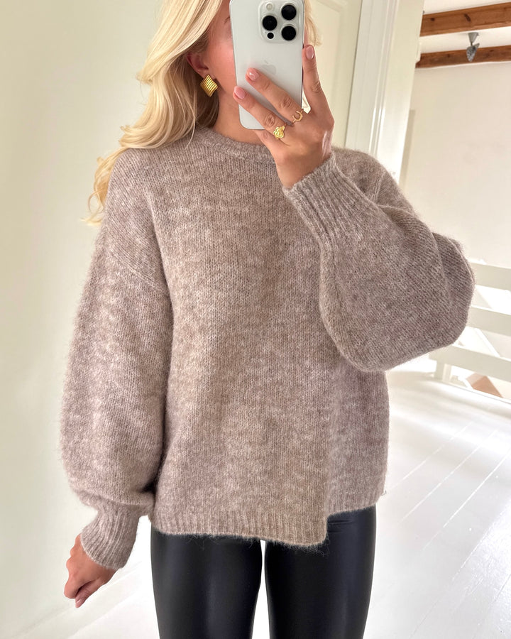 Only striktrøje nellie ls o-neck mocha meringue melange