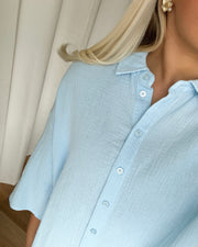 Vero Moda skjortekjole natali 3/4 blue bell