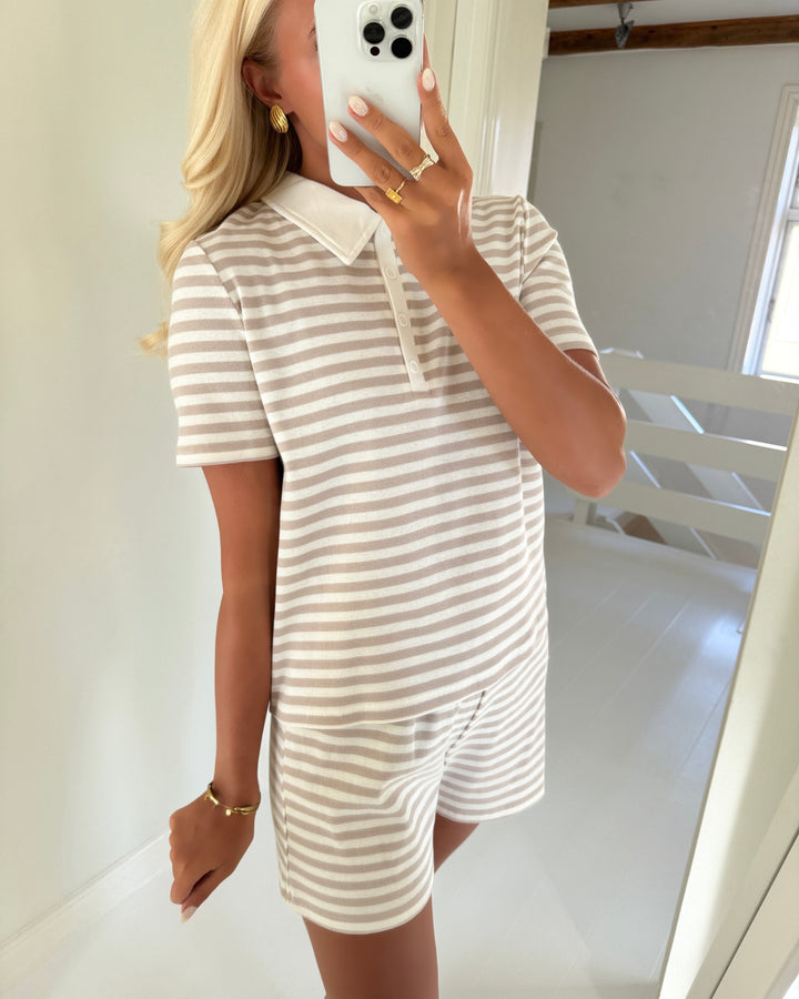 Pieces polo donna ss rib silver gray/cloud dancer
