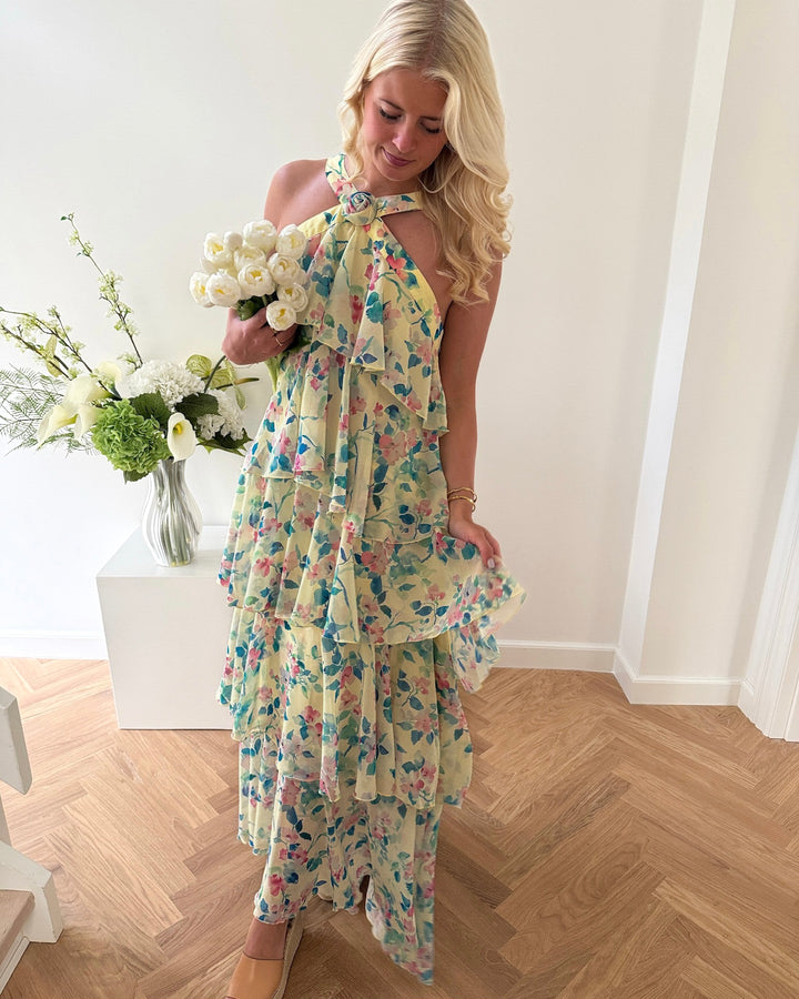 Vero Moda kjole felicia sl ruffle maxi flan flower