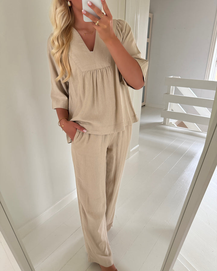 Only bukser caro mw linen bl pull-up