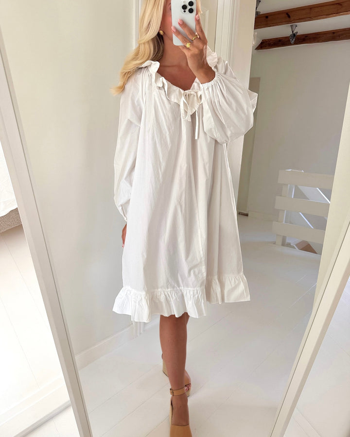 Aware by Vero Moda kjole kari ls v-neck snow white