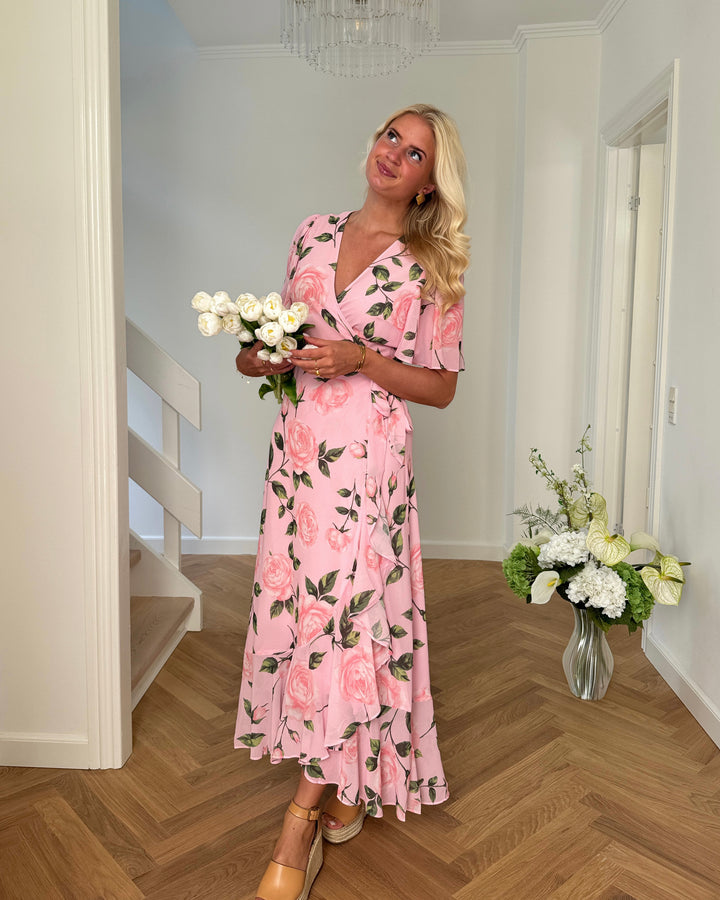 Y.A.S kjole veneda ss maxi wrap pink lady/veneda print