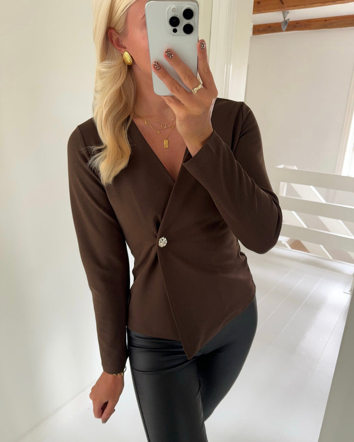 Sister's Point bluse gevela-ls dark chocolate