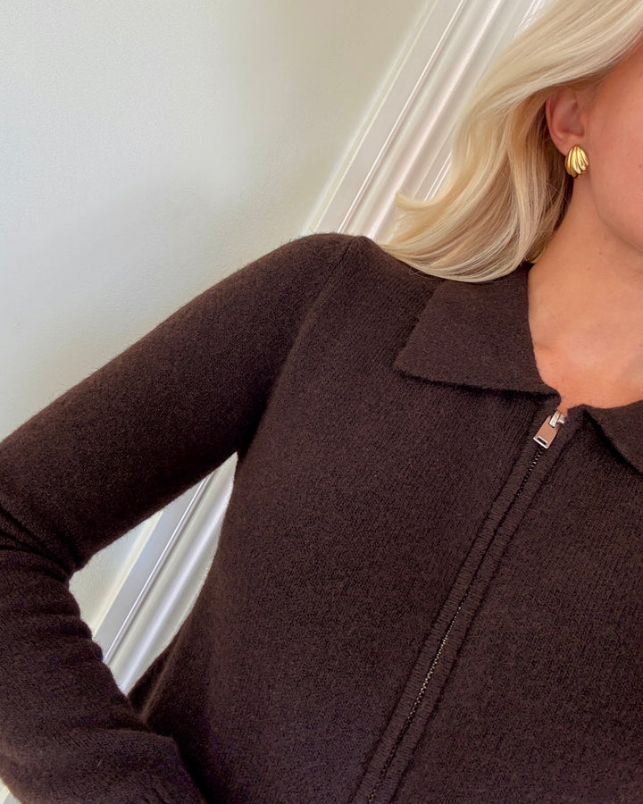Only cardigan macey knt coffee bean melange silver zip