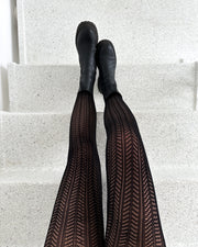Herringbone tights black