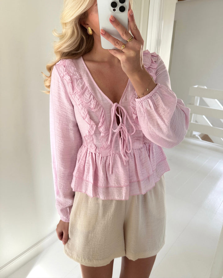 Vero Moda bluse zoey ls flounce pink-a-boo