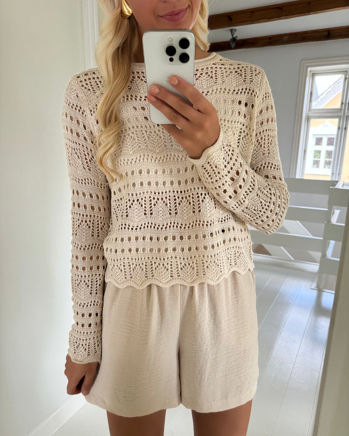 JDY bluse sun lay ls boatneck tapioca