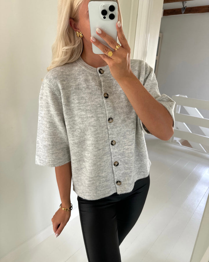 Only cardigan camilla ss light grey melange - FORUDBESTILLING LEV. UGE 36