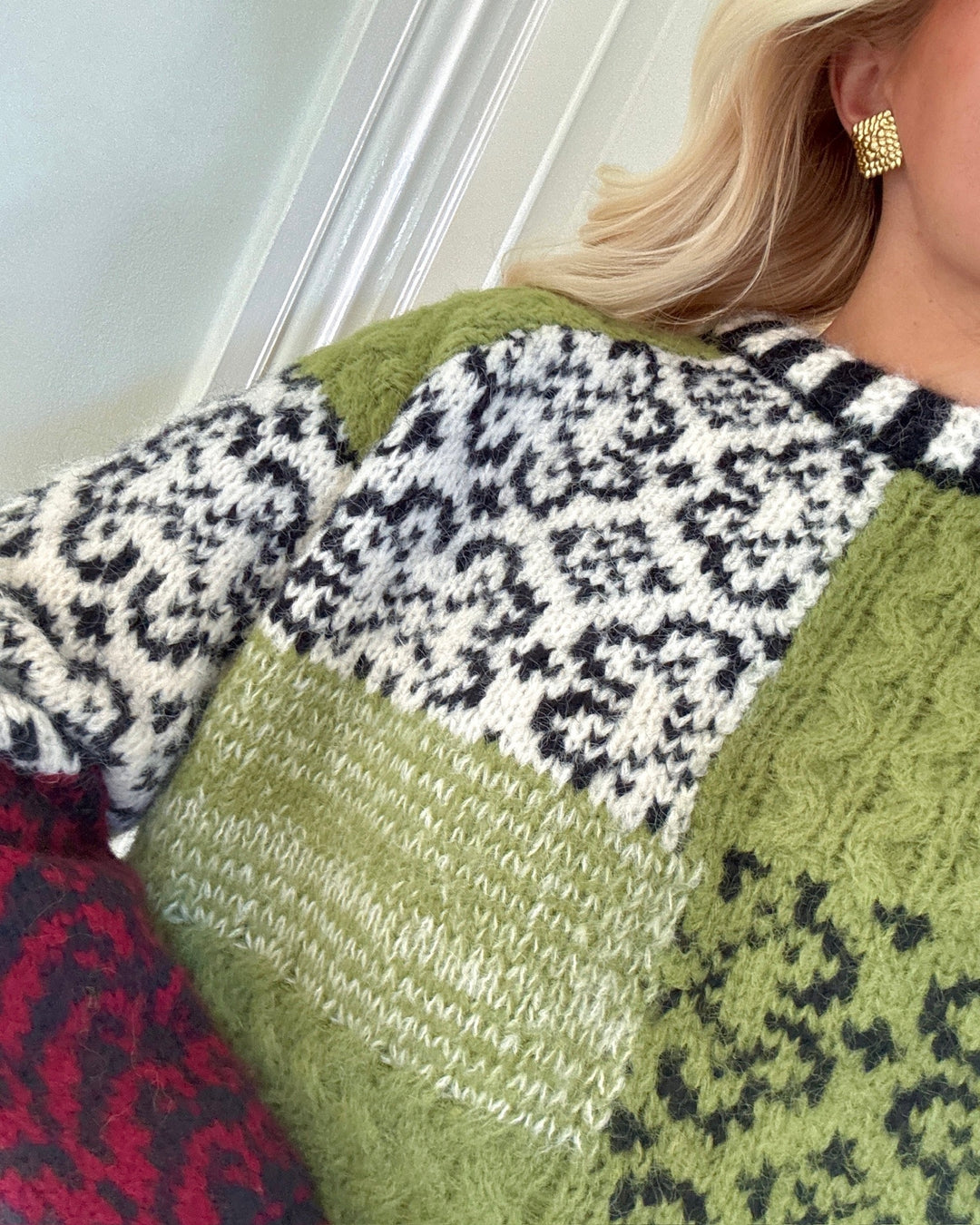 Pieces striktrøje fusion ls o-neck knit woodbine red & birch