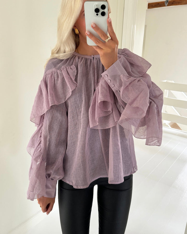 Vero Moda top sabrina ls flounce elderberry