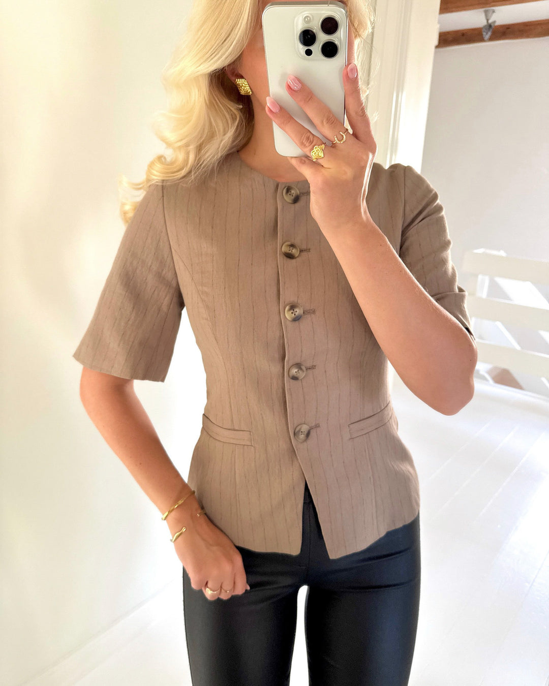 Vero Moda blazer polly 3/4 fossil black pintstripes as sample