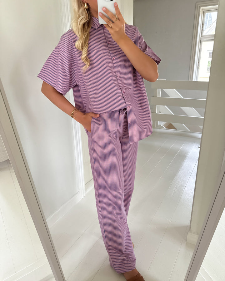 Pieces skjorte femme ss loose wvn d2d fuschia pink/blue