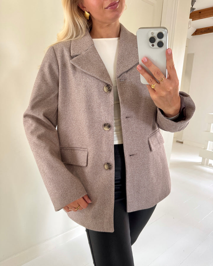 Pieces blazer bianca ls noos greige/melange