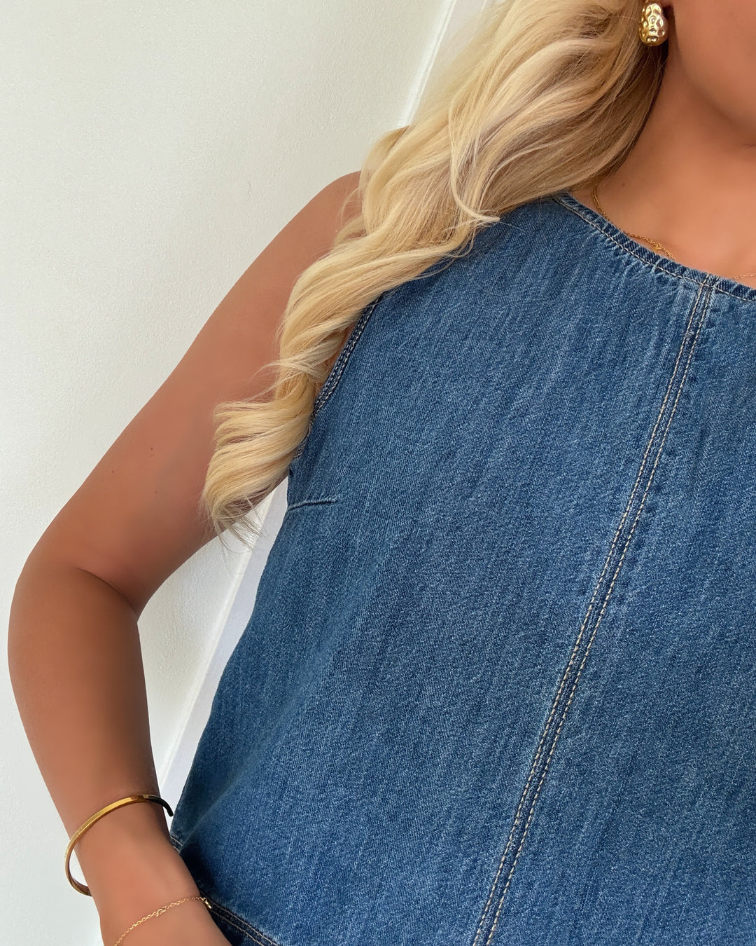 Vero Moda top jessica sl denim light blue denim