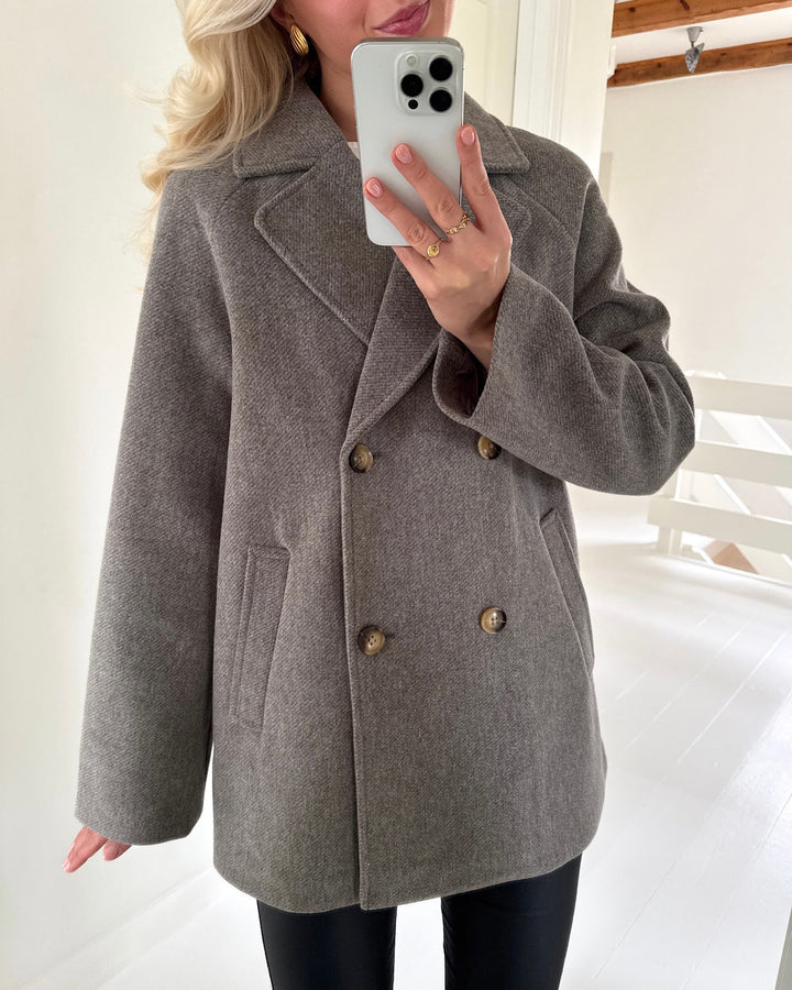 Pieces frakke marbel morel - FORUDBESTILLING LEV. UGE 11