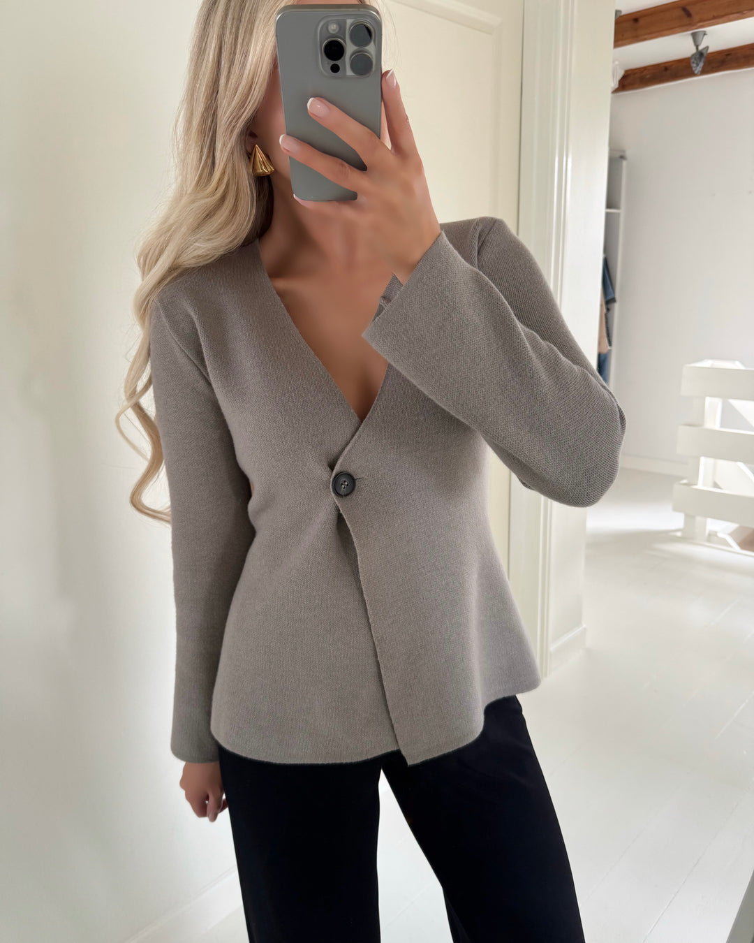 Only cardigan myera life ls one button moon rock/melange