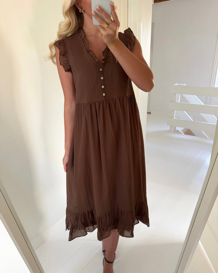 Vero Moda kjole madison sl frill toffee