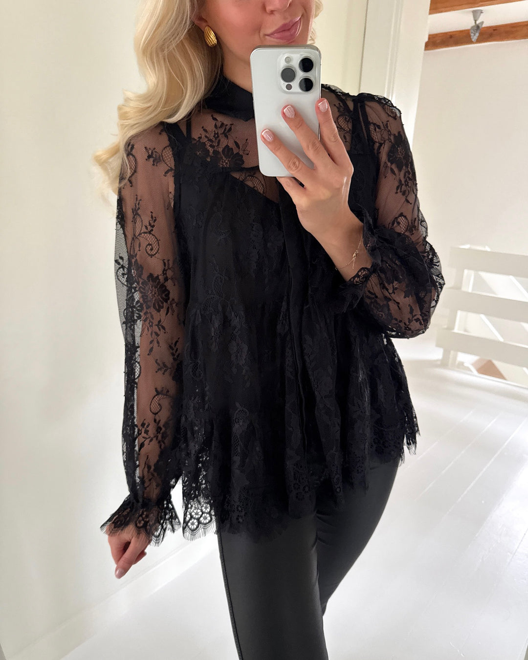 Y.A.S skjorte pala ls lace black