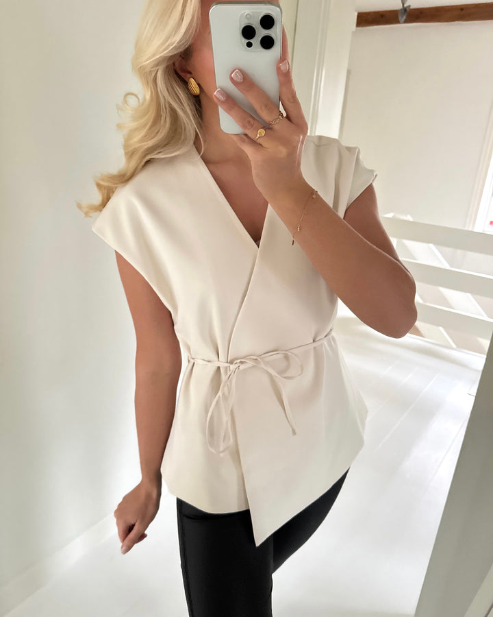 Aware by Vero Moda top vannah v-neck midi birch