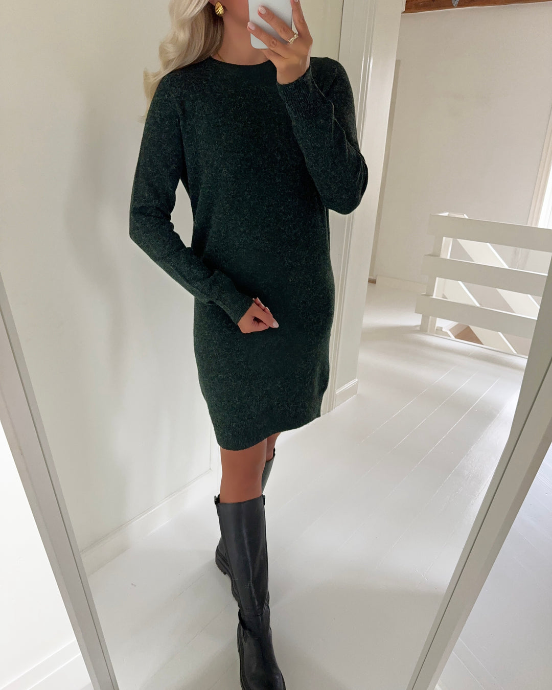 Vero Moda kjole doffy ls o-neck pine grove/melange