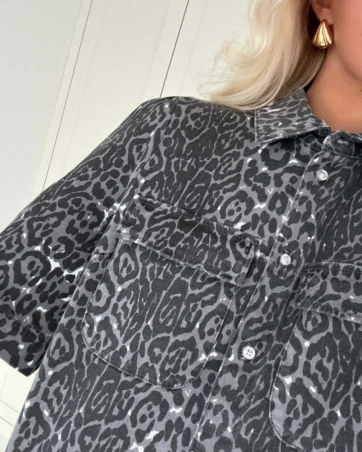 Vero Moda skjorte bella 2/4 leo eiffel tower/leopard