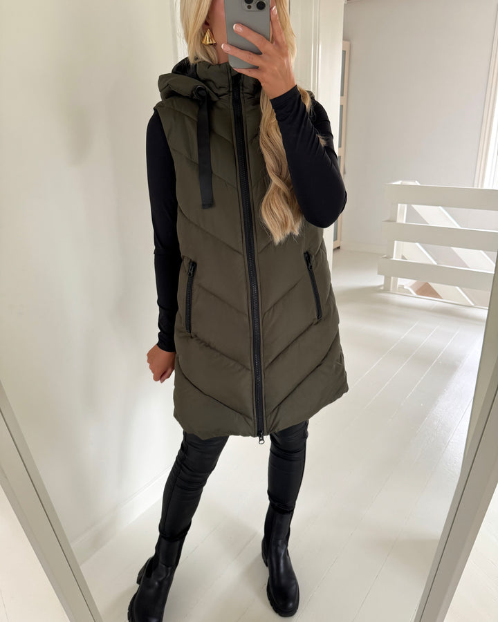 JDY vest skylar padded hood forest night