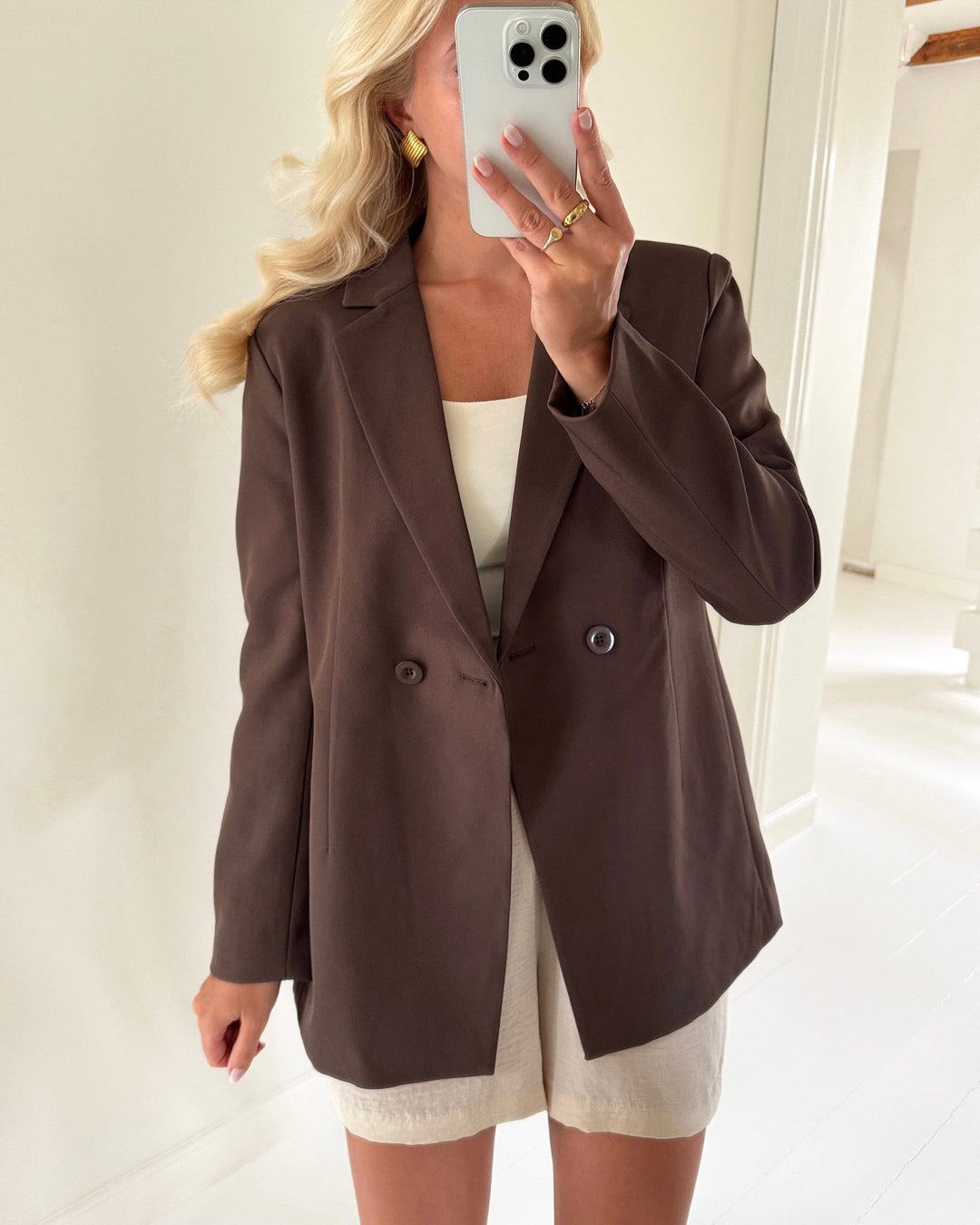 Pieces blazer noline ls loose fit hot fudge