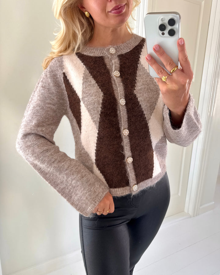 A-View cardigan alisa knit brown/white