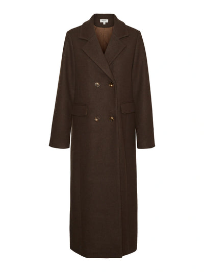 Mathilde long wool coat chocolate brown