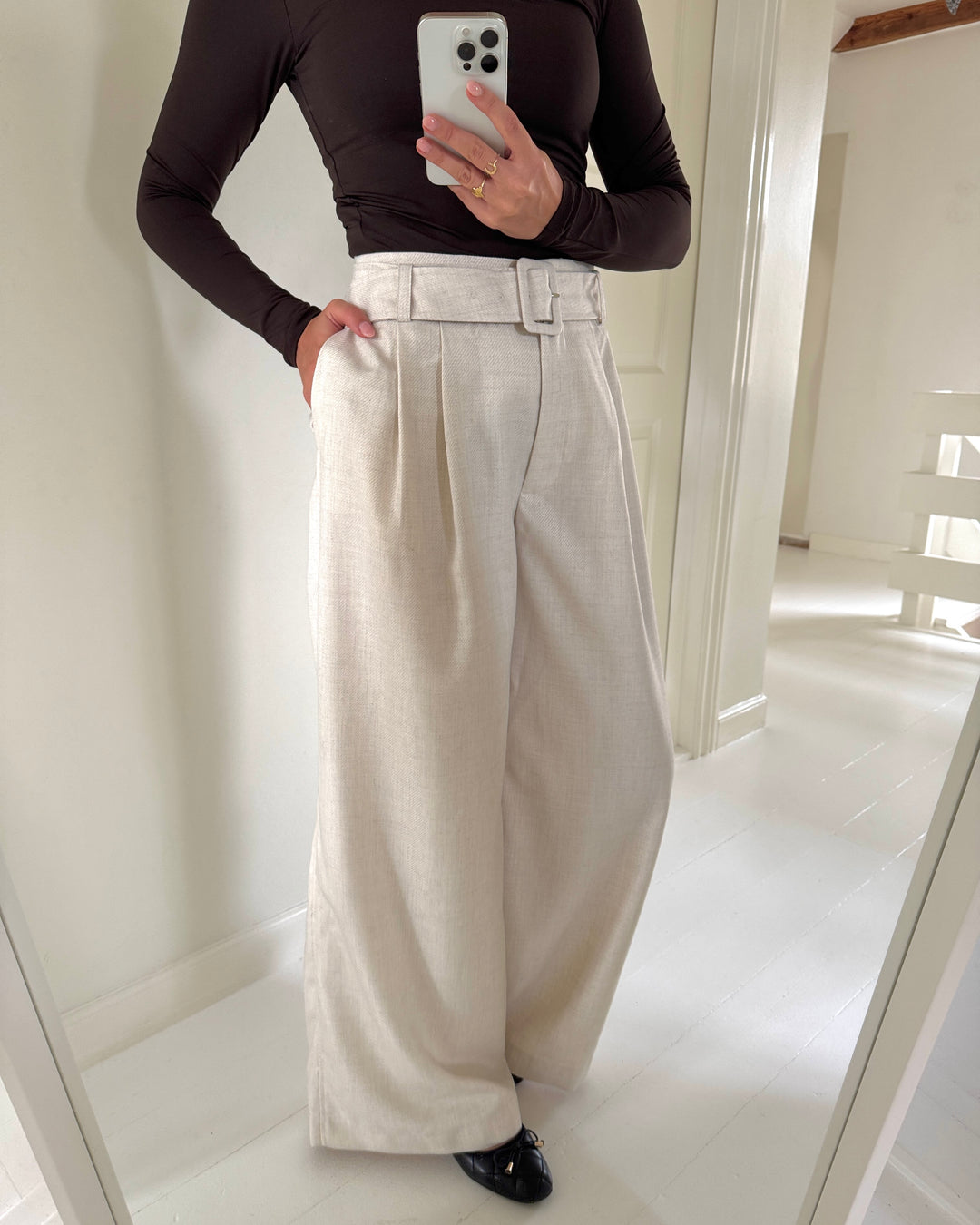 Y.A.S bukser allika hw belted pristine/melange