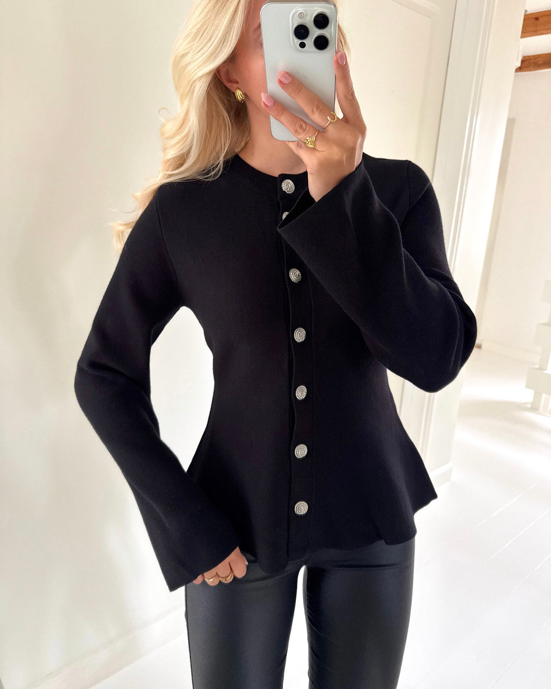 Y.A.S cardigan pimi ls peplum knit black