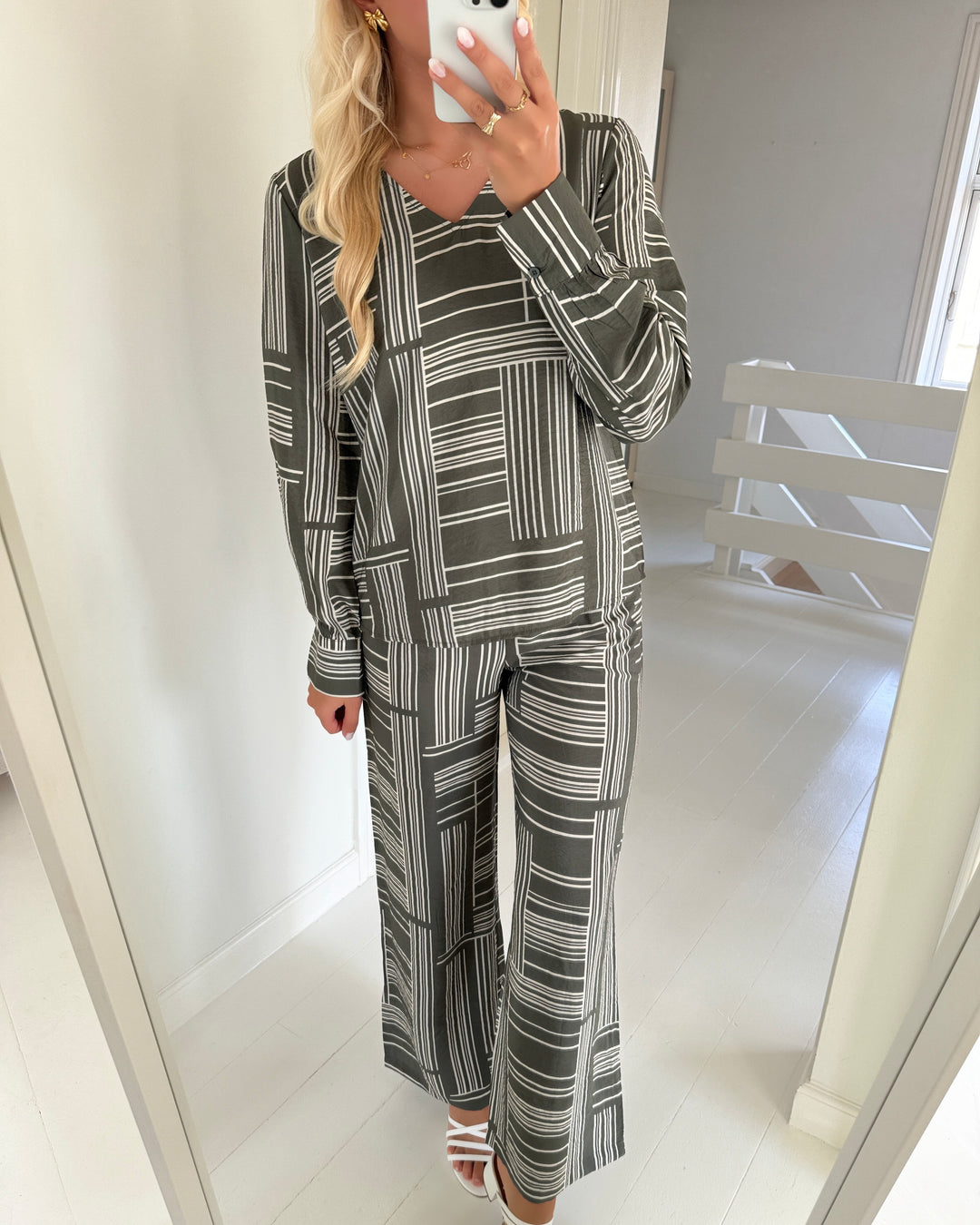 JDY bukser troya life mw wide birch kambaba w. birch ikat stripes