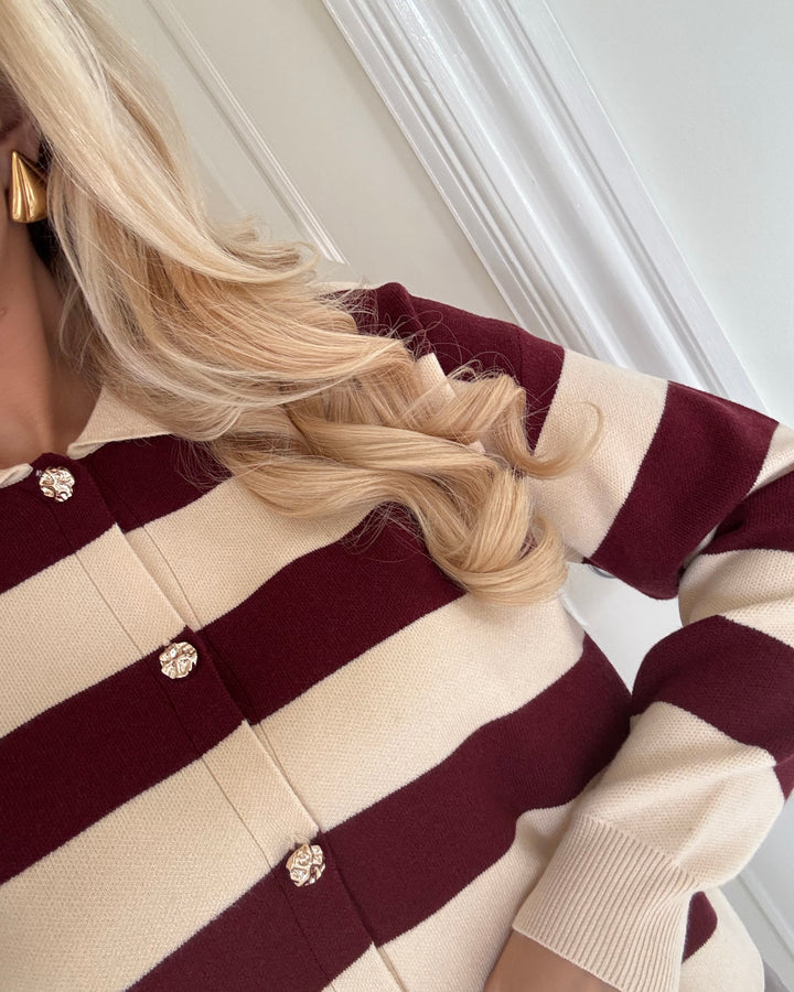 Pieces cardigan jassy polo knit winetasting birch