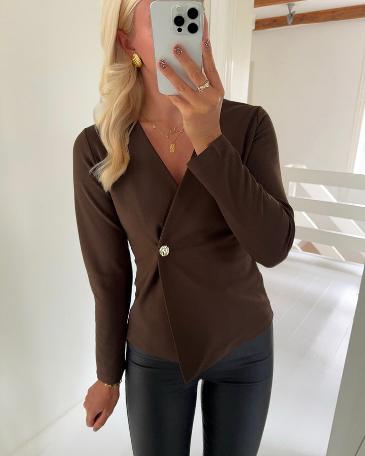 Sister's Point bluse gevela-ls dark chocolate