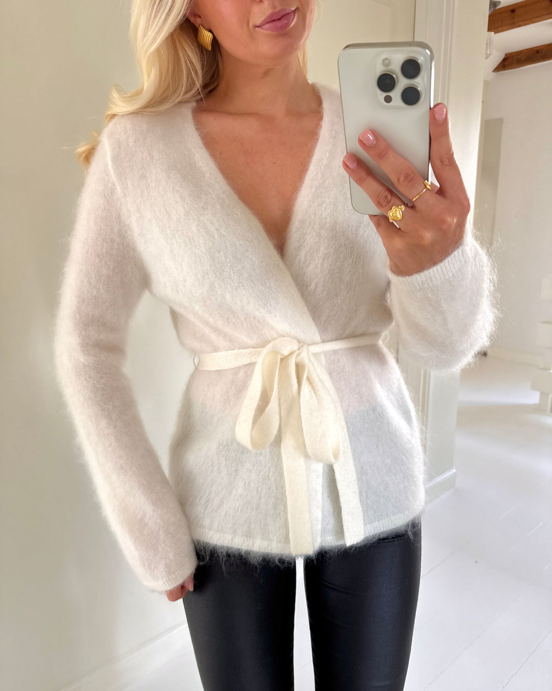 Y.A.S cardigan tilde ls belt knit star white