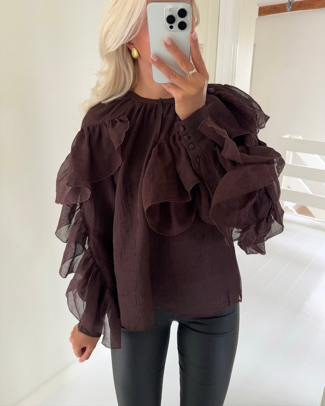 Vero Moda top sabrina ls flounce chocolate martini