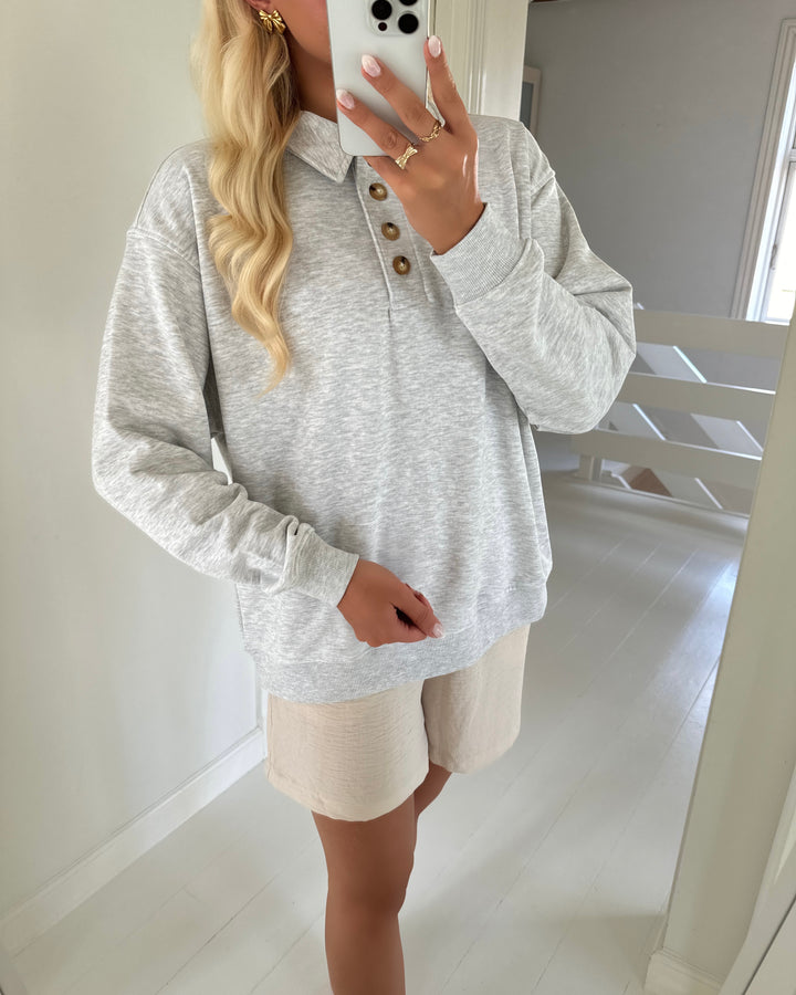 Pieces sweat alina ls polo jers light grey melange