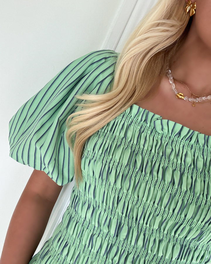 A-View kjole rikka stripe midi green