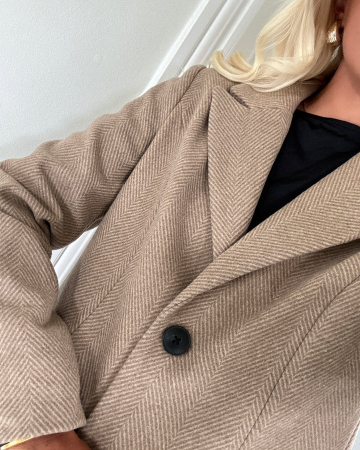 Vero Moda frakke blaza herringbone long cub/herringbone