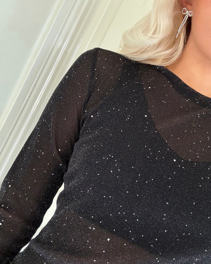 JDY top kia elsa ls o neck black - FORUDBESTILLING LEV. UGE 46